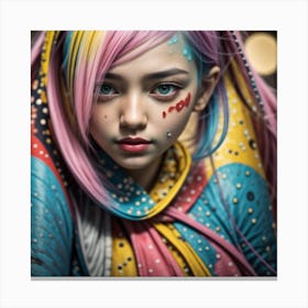 Girl With Colorful Hair Canvas Print