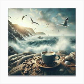 Coffee And Seagulls 4 Canvas Print