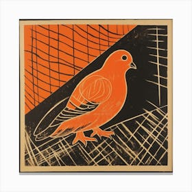 Retro Bird Lithograph Pigeon 2 Canvas Print