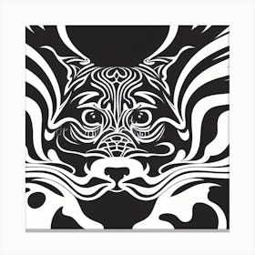 Print Of Racadogephantlion On Paper With Random Curvy Lines Black And White Still Digital art Canvas Print