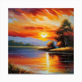 Sunset By The Lake 53 Canvas Print