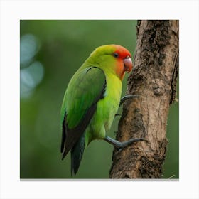 Lovebird On A Tree Canvas Print