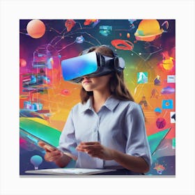 Woman Using Virtual Reality Glasses Canvas Print