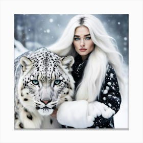 Snow Leopard girl Canvas Print