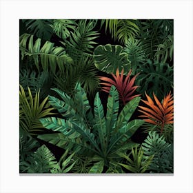 Tropical Leaves Seamless Pattern 2 Canvas Print