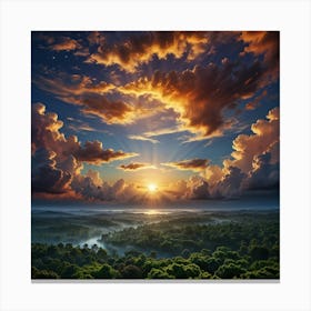 Sunrise Over The Forest Canvas Print