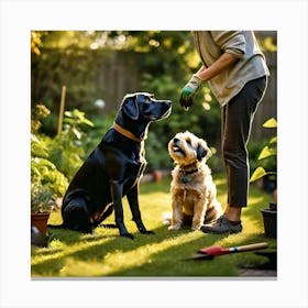 Two Dogs In The Garden Canvas Print