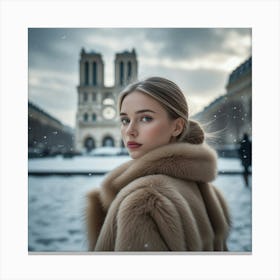 Portrait Of A Woman In Winter for Wall Decoration Canvas Print