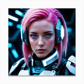 Futuristic Girl With Pink Hair 1 Canvas Print