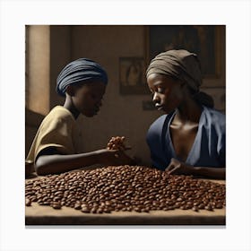 Two Women Preparing Coffee Beans 1 Canvas Print