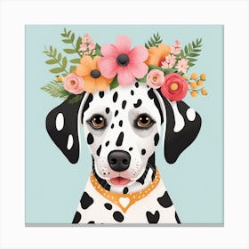 Floral Baby Dalmatian Dog Nursery Illustration (30) Canvas Print
