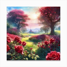 Roses In The Garden Canvas Print