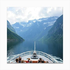 Scenic Ferry Ride Through A Beautiful Mountain Fjord 1 Canvas Print