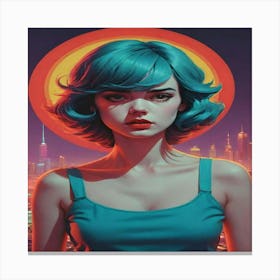 Girl With Blue Hair 1 Canvas Print