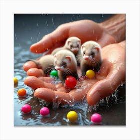 Ferrets In The Rain 5 Canvas Print