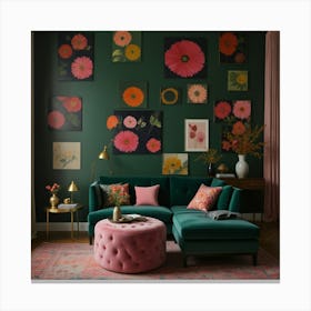 Living Room With Flowers 1 Canvas Print