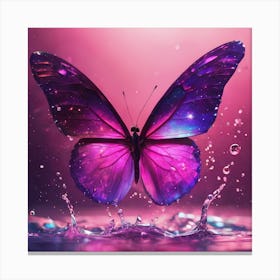 Crystal Purple Butterfly Splashing Water Canvas Print