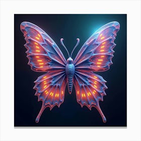 An Abstract Butterfly With Wings Of Fractal, Neon Patterns Fluttering Through A Cosmic Garden Canvas Print