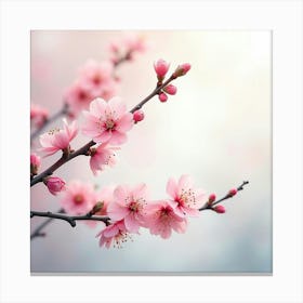 Delicate Cherry Blossoms In A Misty Watercolor Spring Scene 1 Canvas Print