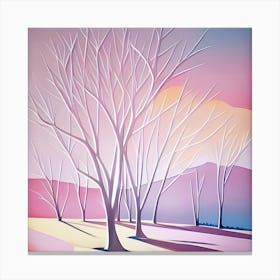 Bare Trees At Sunset Canvas Print