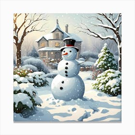 Snowy Holiday Greetings Canvas Print