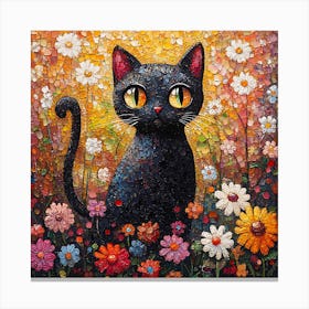 Cat In Flowers Canvas Print