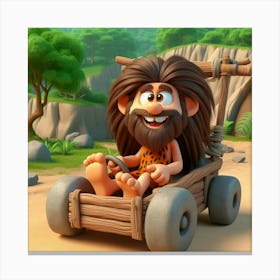 Caveman In A Car 1 Canvas Print