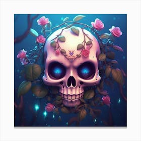 Skull With Roses 2 Canvas Print