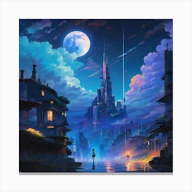 night city, anime, futuristic japan Sticker Canvas Print