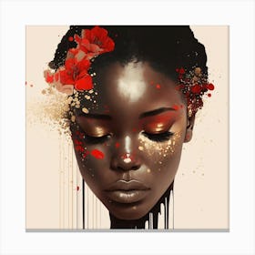 Black Girl With Flowers 3 Canvas Print