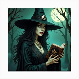 Flux Dev A Hauntingly Beautiful Illustration Of A Witch Shroud 0 Canvas Print