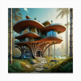 Huge colorful futuristic house design with vibrant details 12 Canvas Print