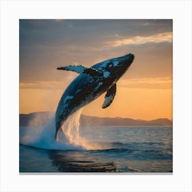 Humpback Whale Jumping Out Of The Water 1 Canvas Print