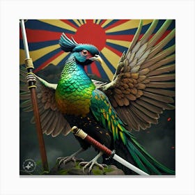 A Robust Green Pheasant With Chiseled Features Canvas Print