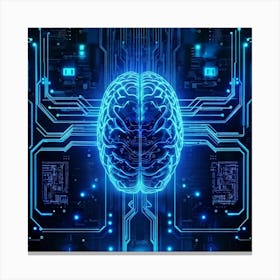 Abstract Illustration Of A Human Brain Replete With Circuit Lines And Integrated Chips Elements Rep (3) Canvas Print