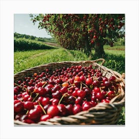 Cherries In A Basket Canvas Print