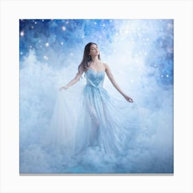 Girl Surrounded By Ethereal Clouds Captured In The Essence Of A Dreamy Surreal And Airy Atmosphere 1 Canvas Print