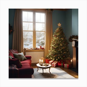 Christmas In The Living Room 5 Canvas Print