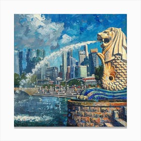 Singapore Lion Fountain Canvas Print