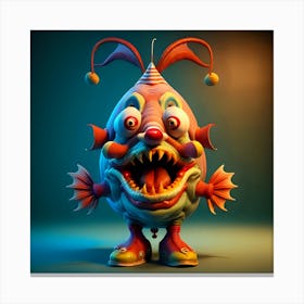Circus Freak Show Fish (Series) Clown Canvas Print
