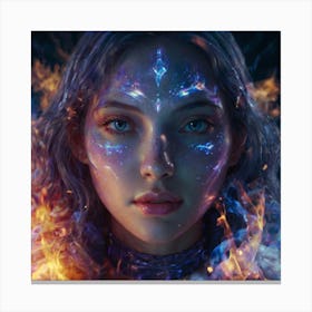 Girl With Fire On Her Face Canvas Print