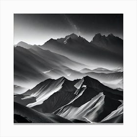 Black And White Mountain Landscape 13 Canvas Print