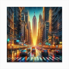 Sunset In New York City Canvas Print