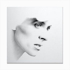 David Bowie Minima Pencil Drawing Portrait Black and White Canvas Print