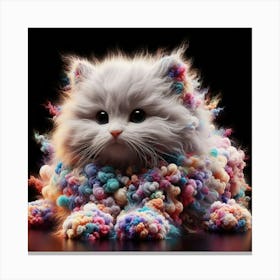 Neon Fluffy Cat Canvas Print