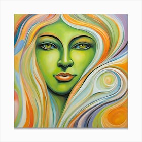 Green Snake Female Canvas Print