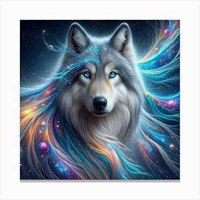 Electric Fantasy Wild Wolf Face 2 Canvas Print