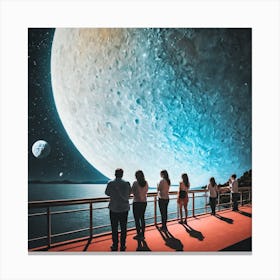 People Looking At The Moon 2 Canvas Print