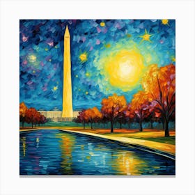 Washington Monument At Night Canvas Print