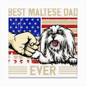 Limited Edition Mens American Flag Best Maltese Dad 4th Of Canvas Print